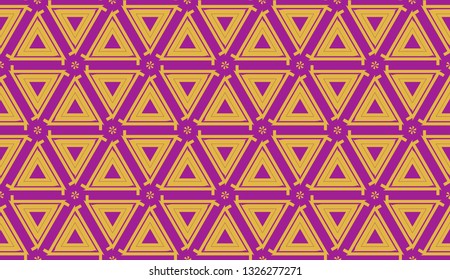 Curved line in triangles style. Vector illustration. Purple orange color. For interior wallpaper, smart design, fashion print. Seamless.