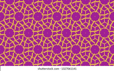 Curved line in triangles style. Vector illustration. Purple orange color. For interior wallpaper, smart design, fashion print. Seamless.