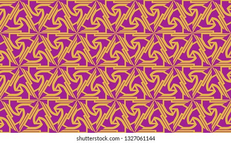 Curved line in triangles style. Vector illustration. Purple orange color. For interior wallpaper, smart design, fashion print. Seamless.
