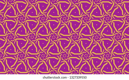 Curved line in triangles style. Vector illustration. Purple orange color. For interior wallpaper, smart design, fashion print. Seamless.