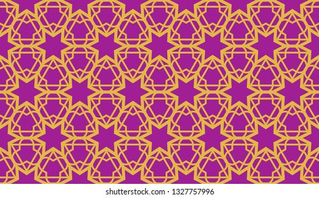 Curved line in triangles style. Vector illustration. Purple orange color. For interior wallpaper, smart design, fashion print. Seamless.