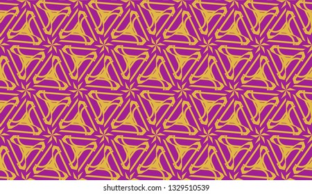 Curved line in triangles style. Vector illustration. Purple orange color. For interior wallpaper, smart design, fashion print. Seamless.