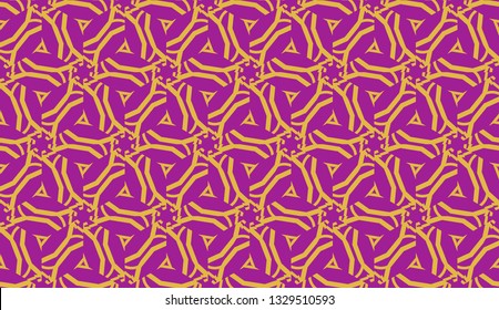 Curved line in triangles style. Vector illustration. Purple orange color. For interior wallpaper, smart design, fashion print. Seamless.