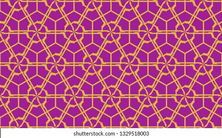 Curved line in triangles style. Vector illustration. Purple orange color. For interior wallpaper, smart design, fashion print. Seamless.