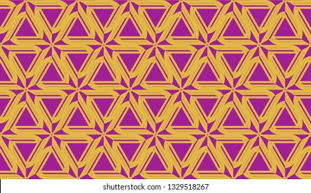 Curved line in triangles style. Vector illustration. Purple orange color. For interior wallpaper, smart design, fashion print. Seamless.