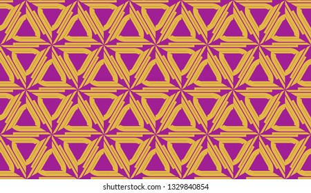 Curved line in triangles style. Vector illustration. Purple orange color. For interior wallpaper, smart design, fashion print. Seamless.