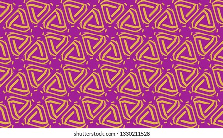 Curved line in triangles style. Vector illustration. Purple orange color. For interior wallpaper, smart design, fashion print. Seamless.