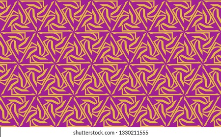 Curved line in triangles style. Vector illustration. Purple orange color. For interior wallpaper, smart design, fashion print. Seamless.