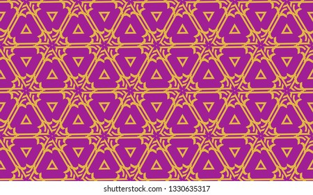 Curved line in triangles style. Vector illustration. Purple orange color. For interior wallpaper, smart design, fashion print. Seamless.