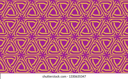 Curved line in triangles style. Vector illustration. Purple orange color. For interior wallpaper, smart design, fashion print. Seamless.