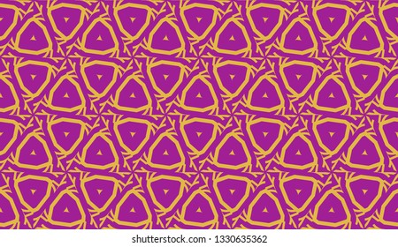 Curved line in triangles style. Vector illustration. Purple orange color. For interior wallpaper, smart design, fashion print. Seamless.