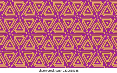 Curved line in triangles style. Vector illustration. Purple orange color. For interior wallpaper, smart design, fashion print. Seamless.