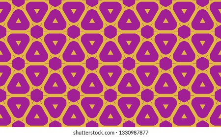 Curved line in triangles style. Vector illustration. Purple orange color. For interior wallpaper, smart design, fashion print. Seamless.