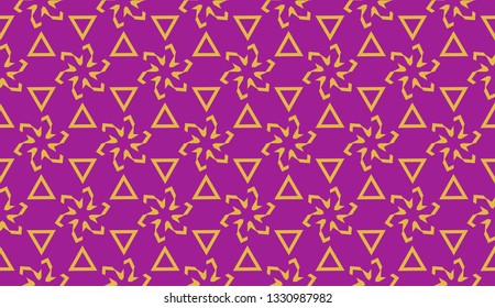 Curved line in triangles style. Vector illustration. Purple orange color. For interior wallpaper, smart design, fashion print. Seamless.