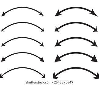 Curved line with two side arrow, Semicircular curved, direction, app and logo design, blue arrow icon, Two side arrow icon vector on white background,
