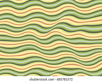 Curved lines background, wavy pattern with colorful green and yellow lines. Abstract striped vector illustration. Banner, billboard, marketing brochure cover or card backdrop. 