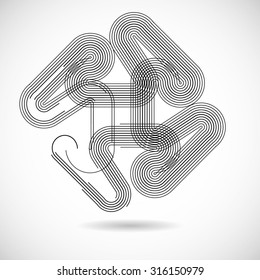 Curved Lines. Black Painted Stroke . Used as Banner, Template, Logo . 