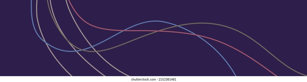 Curved lines or cable with various colors on a blue-purple background. Suitable for website headers or footers, presentations, brochures, etc. - Vector