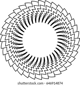 Curved lines in circle form. round logo . vector border frame . design element , geometric shape with zigzag stripes