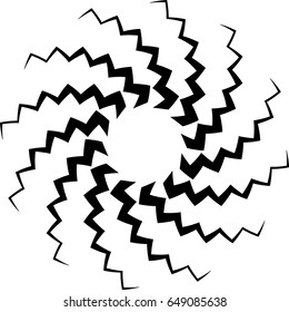 Curved lines in circle form. round logo . vector border frame . design element , geometric shape with zigzag stripes