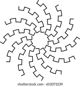 Curved lines in circle form. round logo . vector border frame . design element , geometric shape with zigzag stripes