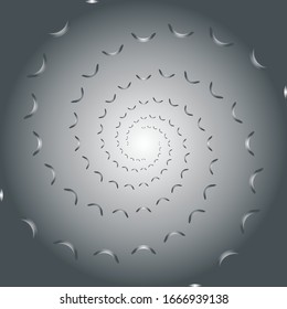 Curved lines in a circle. Grey pattern design.