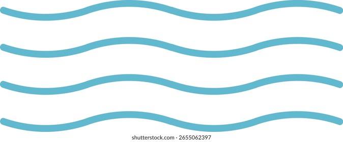 Curved lines create a flowing wave pattern in a clean style. Undulating lines form a rhythmic sequence across the image. Cartoon vector illustration.