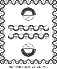 Curved lines with crosses and rings pattern