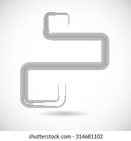 Curved Lines . Design Element . Black Painted Stroke . Used as Banner , Infographic . Template , Logo . 