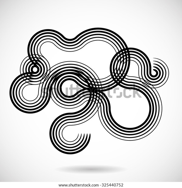 Curved Lines Design Element Black Painted Stock Vector (Royalty Free