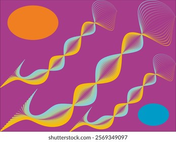 Curved lines and ellipse in calm colors