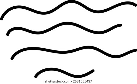 Curved lines flow horizontally in a smooth pattern. Undulating shapes create a rhythmic visual effect. Cartoon vector illustration.