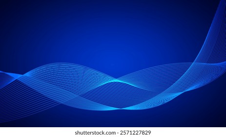 curved lines form fluid wave shapes. Gradient shades create a sense of depth and motion.
