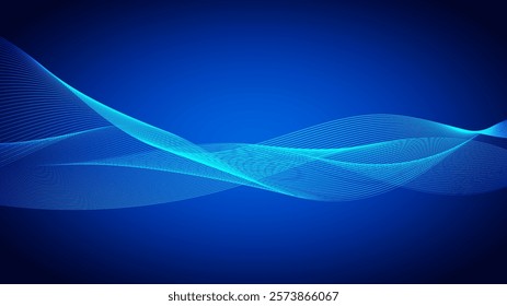 curved lines form fluid wave shapes. Gradient shades create a sense of depth and motion.