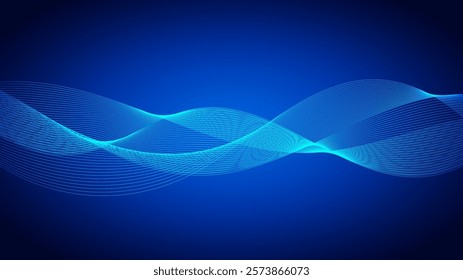 curved lines form fluid wave shapes. Gradient shades create a sense of depth and motion.