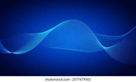 curved lines form fluid wave shapes. Gradient shades create a sense of depth and motion.