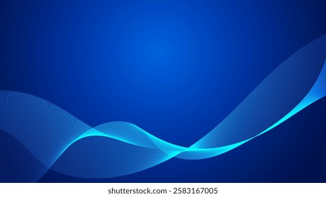 curved lines form fluid wave shapes. Gradient shades create a sense of depth and motion.