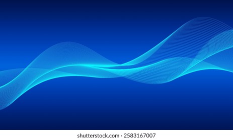 curved lines form fluid wave shapes. Gradient shades create a sense of depth and motion.