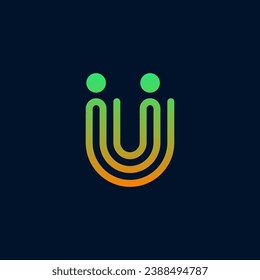 líneas curvadas de la letra U Logo Design. Líneas estratificadas del diseño del logotipo de la letra U