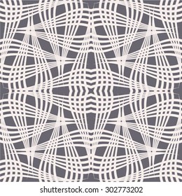 Curved lines in a grid pattern, seamless vector background.