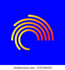 curved lines icon in orange colors, editable vector