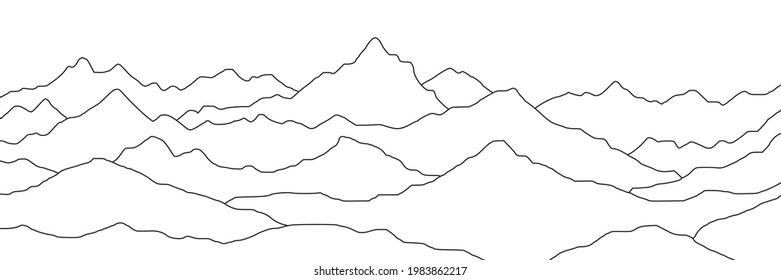 Líneas curvadas, imitación de cordilleras. Fondo vectorial, minimalismo.