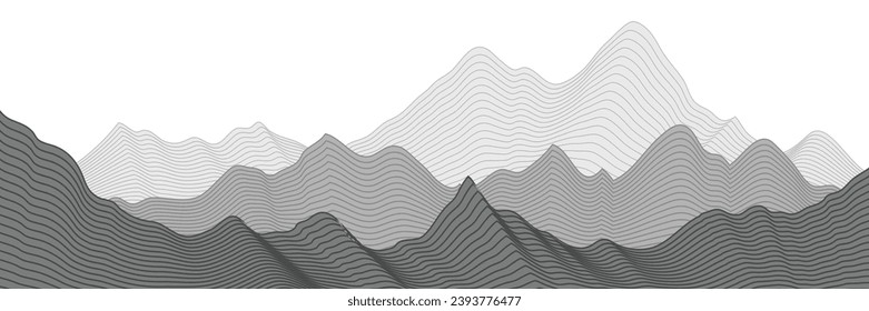 Kurvige Linien, Nachahmung von Gebirgsketten. Vektorhintergrund, Minimalismus.