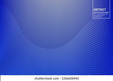 Curved Lines on Blue Background. Vector Geometric Template Design for Posters, Slides, Video Intros. Abstract Background.