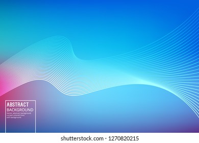 Curved Lines on blue Background. Vector Geometric Template Design for Posters, Slides, Video Intros. Abstract Background.