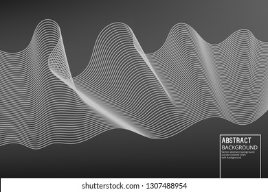 Curved Lines on Gray Background. Vector Geometric Template Design for Posters, Slides, Video Intros. Abstract Background.