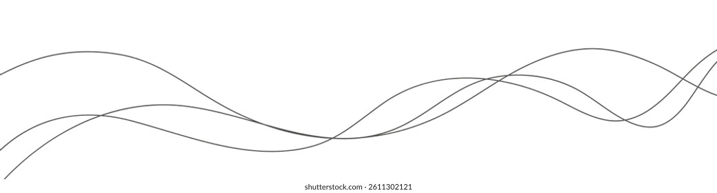 Curved lines on a white background. Wave drawing. Abstract . Vector illustration.