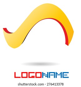 Curved Lines on White Background. Striped Logo 