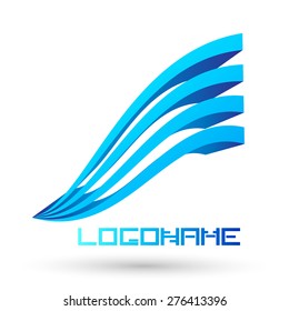 Curved Lines on White Background. Striped Logo 