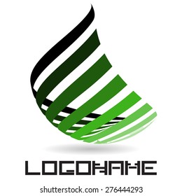 Curved Lines on White Background. Striped Logo 